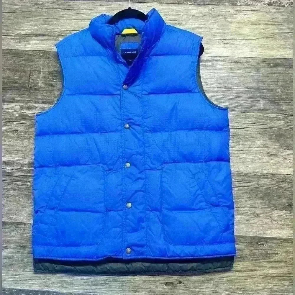 Lands' End Blue Puffer Vest Men’s Size Medium